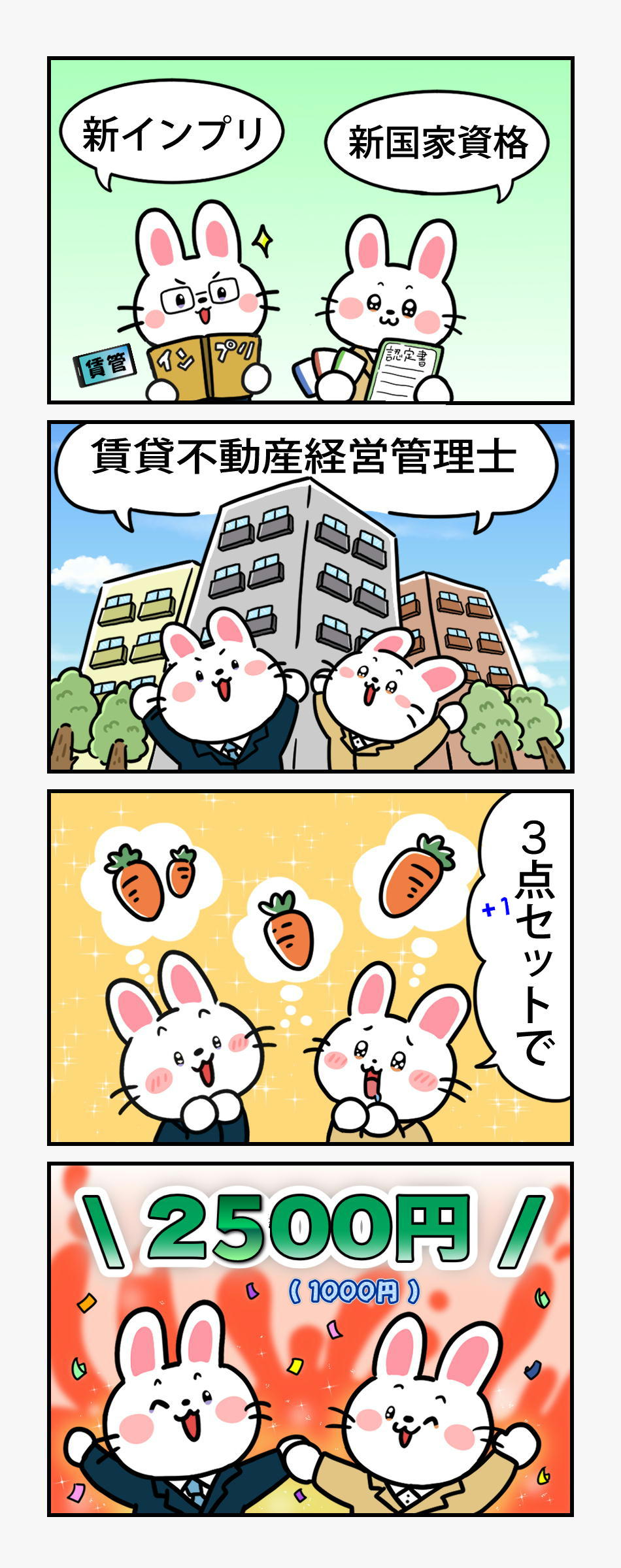 賃貸不動産経営管理士の基本書、宅建と重複する部分の解説集、問題集（過去問集）など合格に必要な全てが揃った万全の通信講座となります。